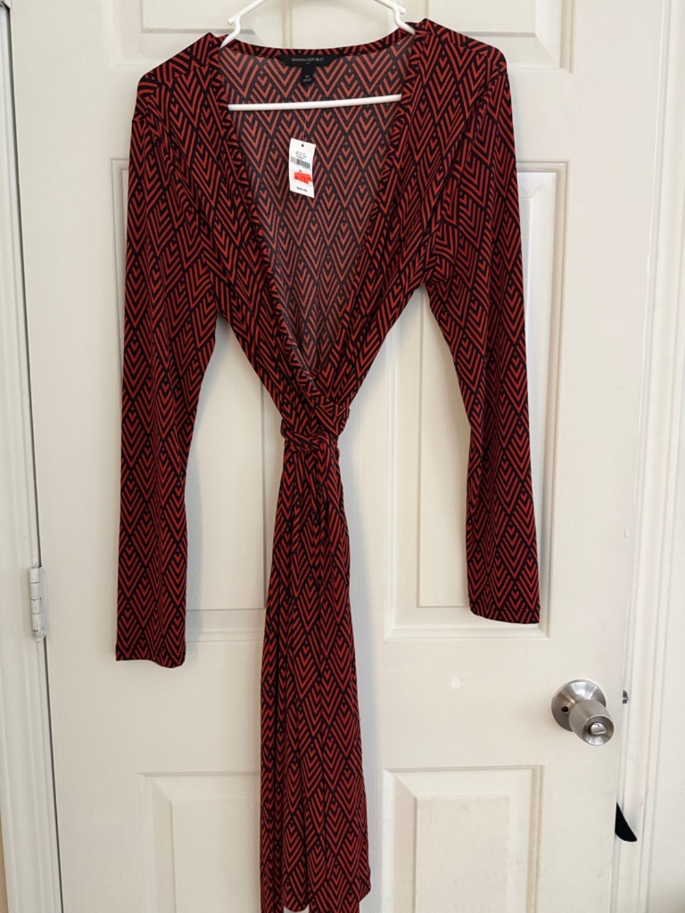Banana Republic Burgundy Long-Sleeve Wrap Dress